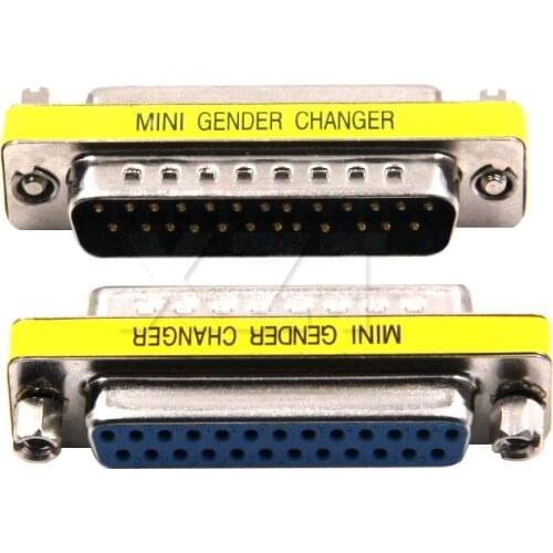 High Quality 1pcs DB25 Male / DB25 Female Mini Gender Changer converter adapter