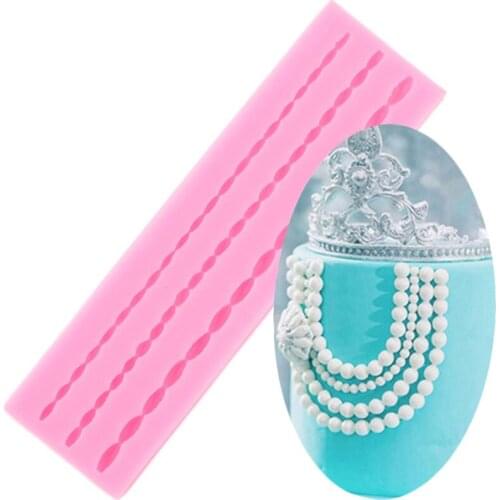 Pearl Chain Silicone Mold DIY Party Cake Border Fondant Molds Cake Decorating Tools Candy Polymer Clay Chocolate Gumpaste Moulds