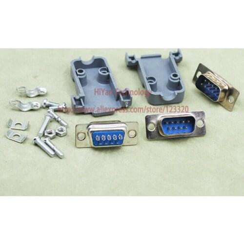 10pcs/lot) RS232 Parallel Serial Port DB9 9 Pin D Sub Male Solder Connector + Plastic Shell Cover