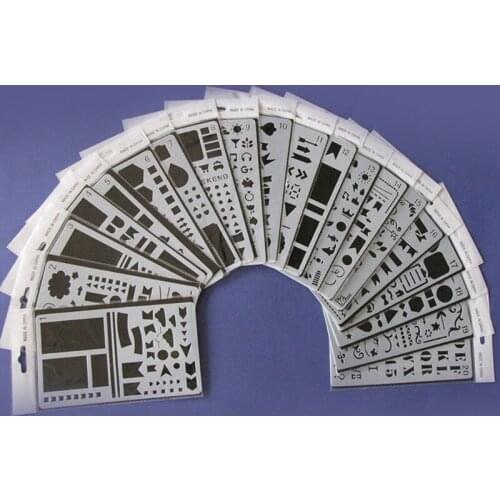 20 Pcs Bullet Diary Journal Stencils Set Drawing Template Ruler DIY Painting Template Geometric Hollow Out Scrapbooking 85DD