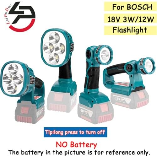 3W/12W 18V For BOSCH BAT618 BAT614 (NO Battery,NO Charger)LED Lamp Work Light Flashlight Lithium Battery USB Outdoor Lighting