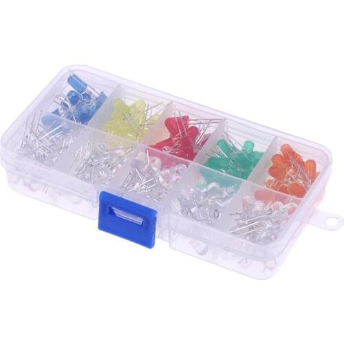 5mm LED Lights Emitting Diodes Assortment Set Kit for Bright Orange Red Blue Green Yellow, 200-Pack