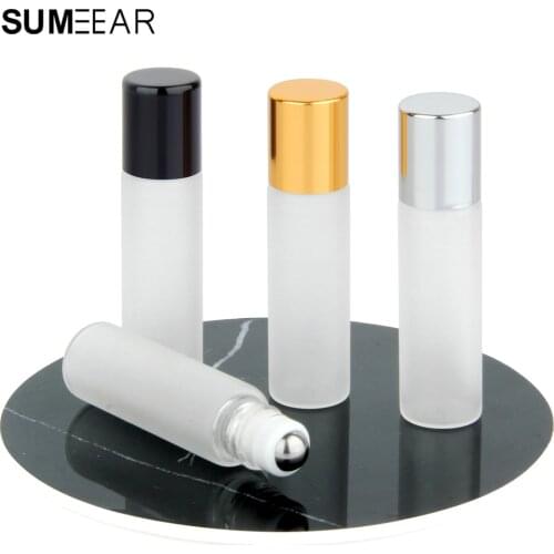 50 Pieces/Lot Mini Roll On Essential Oil Bottles Empty Cosmetic Frosted Glass Refillable Perfume Roller Bottles Boutique gift