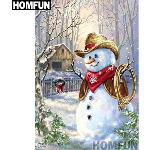 HOMFUN Full Square/Round Drill 5D DIY Diamond Painting "Christmas snowman" 3D Embroidery Cross Stitch 5D Home Decor A00862