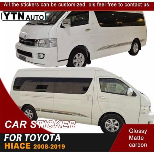 Car Decals 2 Pieces Side Door Graphic Vinyls Stripe Racing Cool Stickers Custom Fit For Toyota Hiace 2008-2019 Mini Bus Or Van