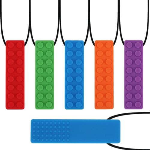 1Pc Safety Baby Silicone Teether Sensory Chew Pendant Necklace Molar Stick for Baby Autistic Child Two-sided Bulge