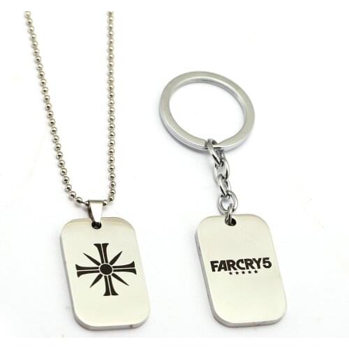 Game Farcry 5 Key Chain Stainless Steel Keychain Toy Edens Gate Metal Pendant Silver Keychain Keyring Llaveros