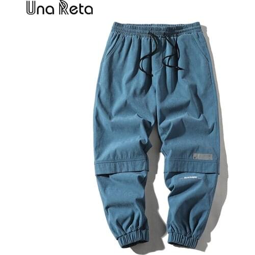Una Reta M-5XL Streetwear Joggers New Summer Casual Pants Men Pantalones Hip Hop Cargo Pants Elastic Waist Velcro Mens Pants