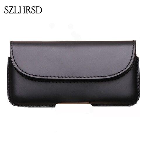 SZLHRSD Men Belt Clip Genuine Leather Pouch Waist Bag Phone Cover for Xiaomi Mi Max 3 Pro Max 2 Cases Black Cell Accessory