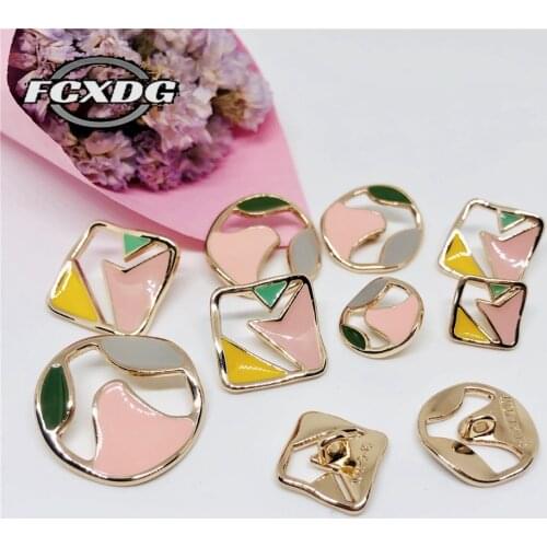 Color Hollow Square Buttons for Clothing Fashion Women Jacket Suit Buttons Trench Coat Shirt Buttons for Sewing and Needlework