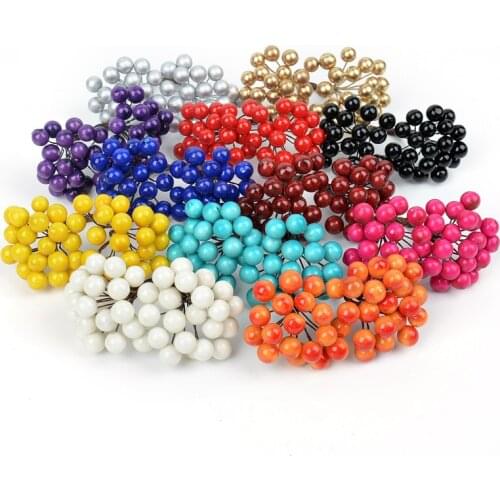 40Pcs Mini Artificial Flower Fruit Stamens Berry Foam Christmas Pearl Berries for Wedding DIY Gift Box Decorated Wreaths