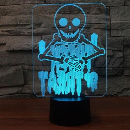 Halloween Skull Shaped 3d Small Table Lamp For Bedroom Led Remote Control Light Childrens room decoration 3D nightlight
