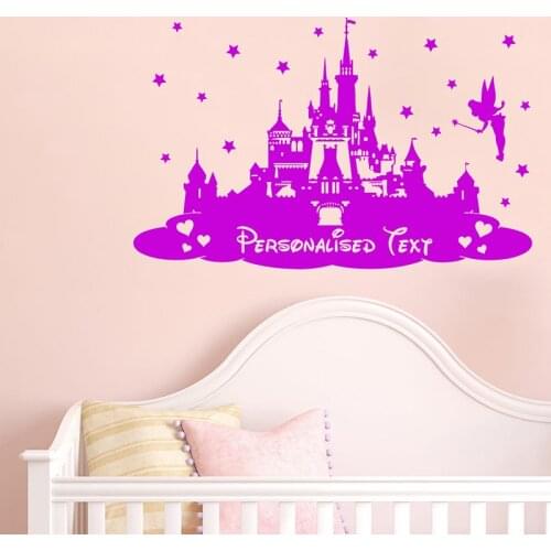 Princess Castle Personalised Customized wall decals Removeable Vinyl Wall sticker Childrens Bedroom Nursery Decor DIY Mural Y80