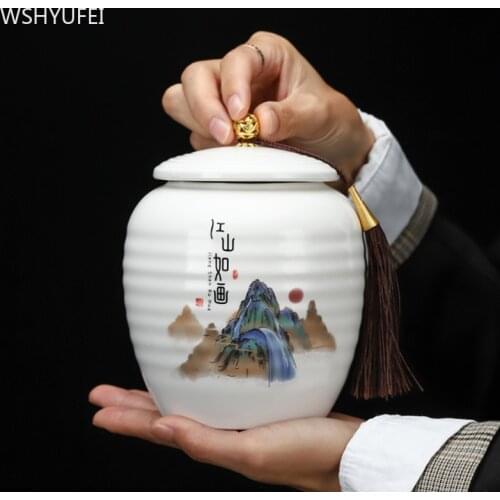 New style Ceramic tea cans Moisture-proof sealed cans Tea set tea set accessories Travel convenience Tea storage tank WSHYUFEI