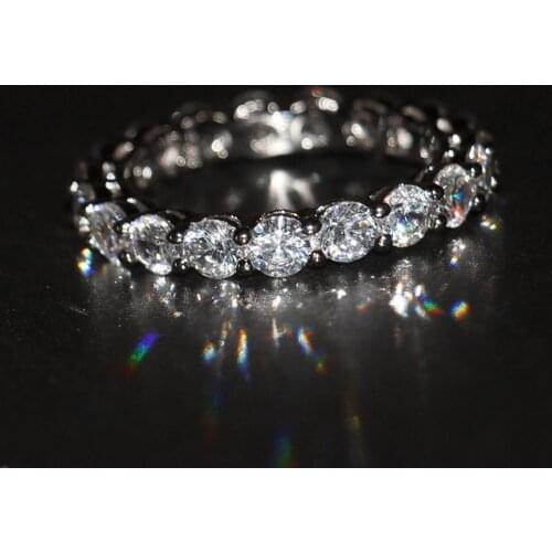 Eternity 4mm Lab Diamond Ring 925 sterling silver Bijou Engagement Wedding band Rings for Women Bridal Party Jewelry Gift