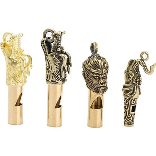 Brass Faucet Whistle Car Keychain Pendant Men And Women Outdoor Survival Necklace Bag
