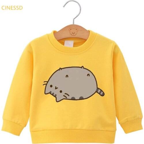 2021 Hot Sale Childen Clothing Lazy Coffee Cat Cartoon Print Hoodie Funny Winter Sweatshirt Girls/Boys Harajuku Tracksuit