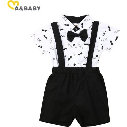 Ma&Baby 0-24M Summer Newborn Infant Baby Boy Outfits Clothes Set Little Gentleman Boy Suit Bow Romper Shirts Bib Shorts Costumes