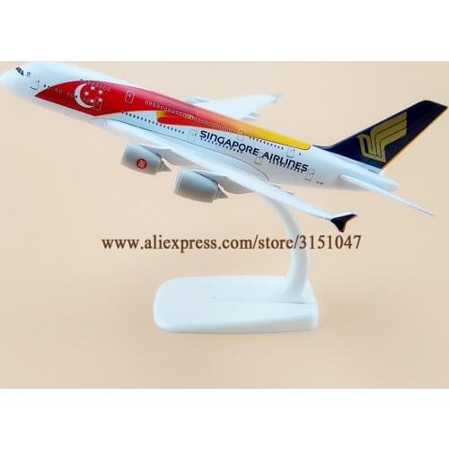 Alloy Metal Red Air SINGAPORE Airlines Flag A380 Airplane Model SINGAPORE Airbus 380 Airways Plane Model Aircraft Gifts 20cm