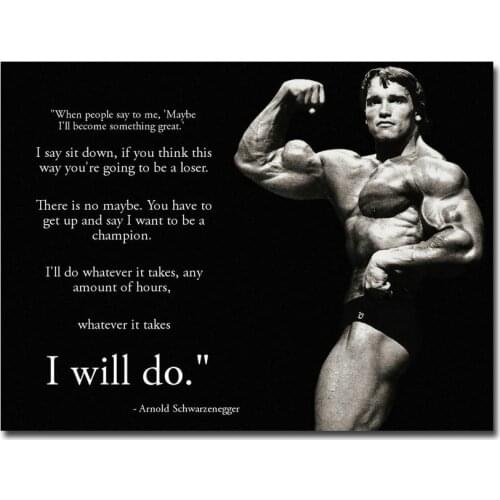 Bodybuilder Arnold Schwarzenegger Motivational Quote Art Canvas Painting Wall Picture Printed Poster Living Room Home Decoration
