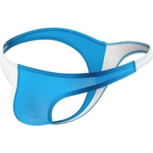 Mens Underwear Patchwork Bikini Breathable Underpants Contrast Color Jockstrap Briefs Underpants Thong T-Back Briefs Male Nylon