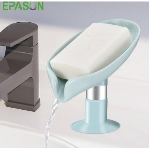 EPASUN New Design Soap Dish ABS Self Draining Soap Holder Saver Box Soap Tray with Suction Cup for Shower Bar Bathroom Kitchen