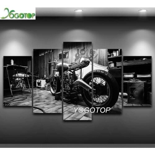 Diy Diamond Painting Motorcycle Black and white art 5D Full Drill Mosaic Diamond Embroidery puzzle Home Decor 5 Pieces ML1222
