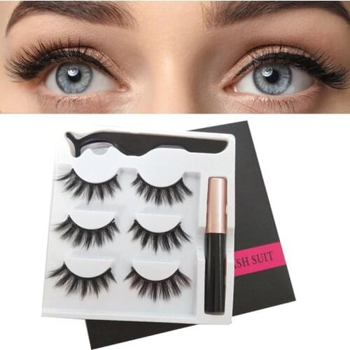 3D Mink False Eyelash Magnetic Eyelashes Magnet Eyeliner Fake Eyelash Waterproof Liquid Long Lasting Lash Makeup Black Lashes