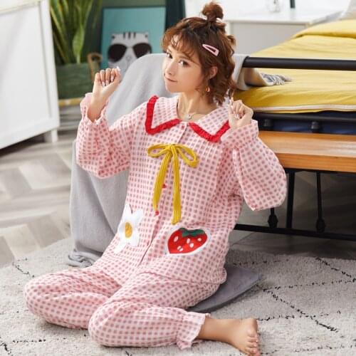 New Autumn and Winter Maternity Pajamas Thickened Air Cotton Cotton Sweet Loose Postpartum Nursing Clothing Nursing Baby Clothin