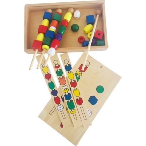 Beading Game Educational Toys for Kids Color and Shaping Learning Montessori Materials Wooden Toys for Baby 30 Months