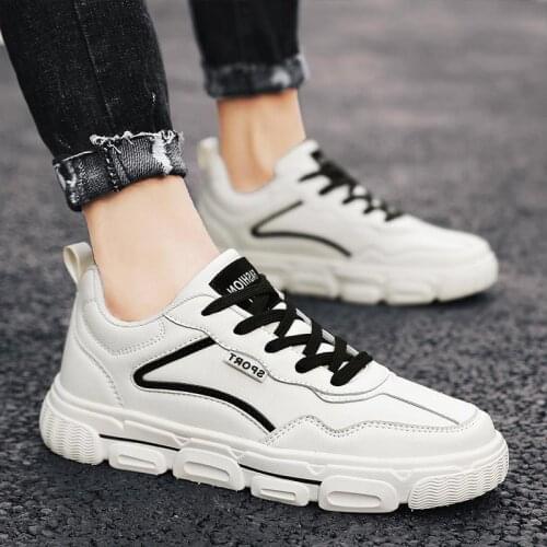 Autumn Rubber Sole Mens Sports Shoes Running Man Sneakers Mens Leather PU White Sport Shoes Men Boty Athletic Brands Flat A-769
