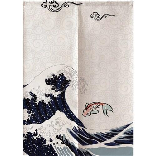85*120cm Japanese Style Polyester Half Curtain Kitchen Bedroom Partition Curtain Home Decor