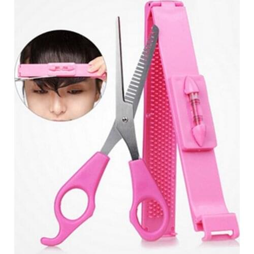 2Pcs/lot Professional DIY Hair Cutting Tools Women Hair Cutting Scissor with Ruler Bangs Pruning Set Hairdressing Barber Tools