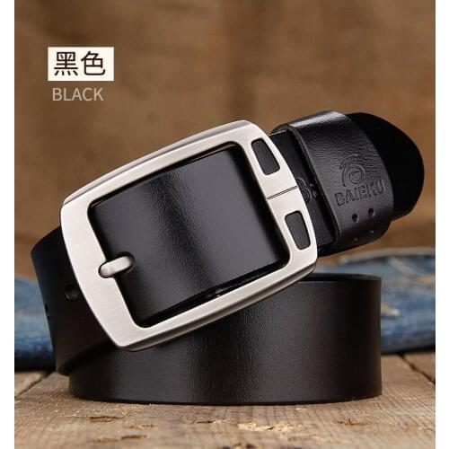 New Luxury For Gift Mens 100% Real Genuine Cow Leather Waistband Pin Buckle Smooth Waist Formal Belt Strap Girdle Casual
