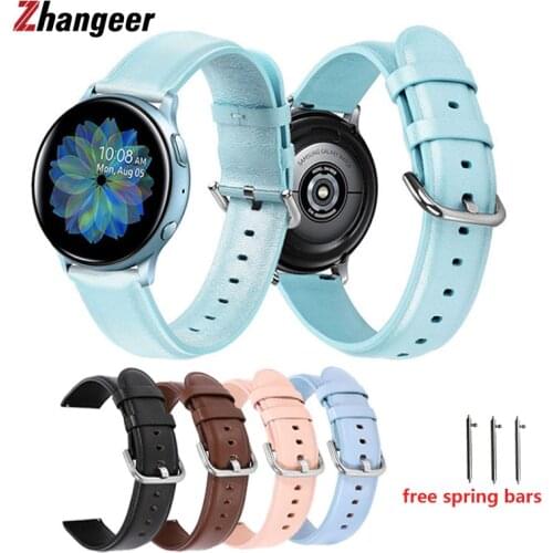 High Quality Genuine Leather Strap For Samsung Galaxy Smart Watch Active2 20/22mm Bracelet Wristband Watch Accessorie Pin Buckle