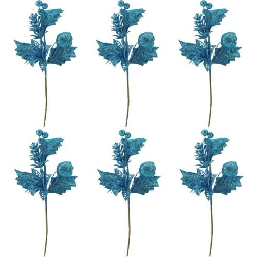 Cutting Leaves Spike Cuttings Christmas Tree Gold Powder Hollow Fruit Branches Decoration Ornaments Simulation Golden Artificial