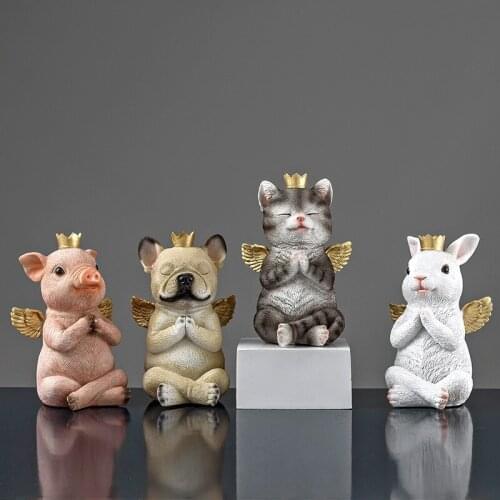Nordic Animal Cartoon Wind Sunny Pig Elf Rabbit Angel Cat Crown Dog Angel Series Decoration Home Creative Desktop Decoration