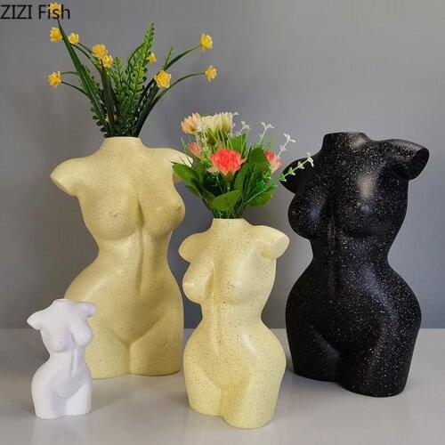 Modern Resin Abstract Woman Nude Vase Flower Arrangement Bouquet Countertop Decoration Body