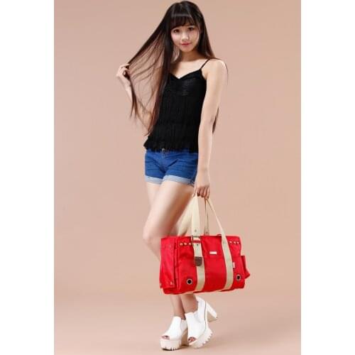 Color Red Soft Pet Dogs Cats Carrier Airline Approved Travel Outdoor Bag Portable Dog Purse Comfort Oxford Tote Handbag
