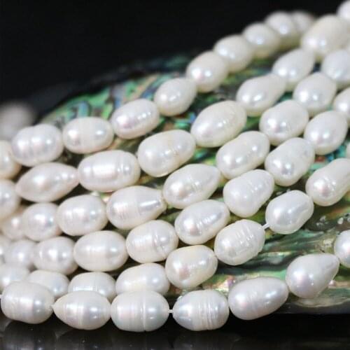High quality white natural Acrylic pearl rice spacer beauty women jewelry making loose beads 15inch B1344