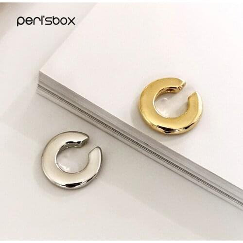 CHUANGU Chunky Solid Gold Ear Cuff Round Circle Geometric Earrings for Women Minimalist Cartilage Earrings Without Piercing