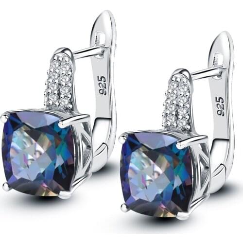 GEMS BALLET 7.33Ct Natural Blueish Mystic Quartz Stud Earrings 925 Sterling Silver Gemstone Earrings for Women Fine Jewelry