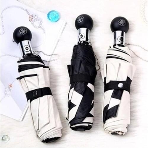 Luxury Umbrella Rain Women Man Classic Camellia Ladies Wind Resistant Auto Parasol Female Automatic Folding Umbrella Flower B65