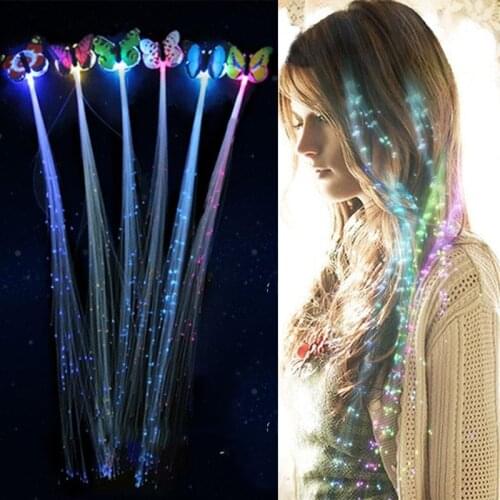 10PCS LED glowing hair fluorescent light glowing butterfly headband headband flashing fiber hairpin glowing neon party birt