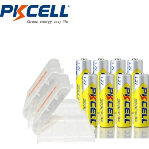 8PCS PKCELL battery AA 2000mah +2PC aa/aaa battery holder box 1.2v NIMH AA rechargeable batteries for flashlight Electric toys