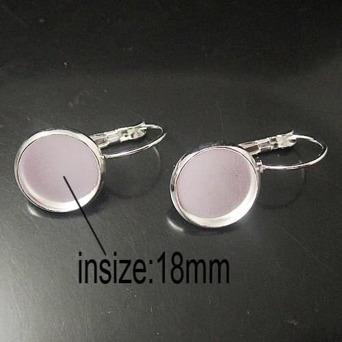 Free shipping!!!200pcs/lot French Lever back earring base,Cabochon Settings , earring blank ,flat round 18mm