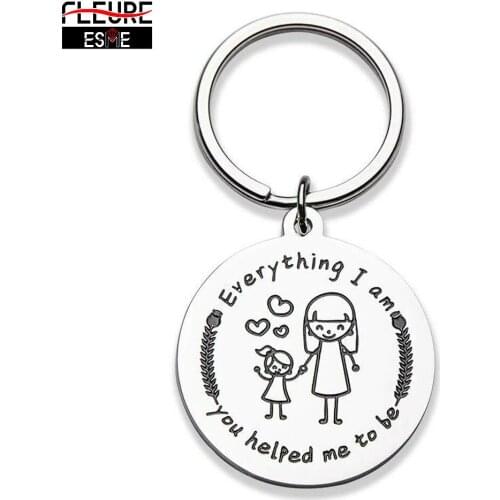 Keychain Birthday Gifts for Mom Mother From Daughter Son Everything I Am You Helped Me To Be Mother Day Gifts Presents