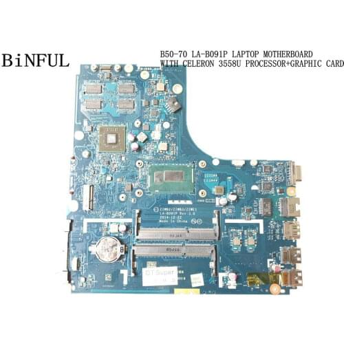FAST SHIPPIMG. ZIWB2/ZIWB3/ZIWE1 LA-B091P B50-70 LAPTOP MOTHERBOARD FOR LENOVO B50-70 mainboard ,CPU CELERON 3558U +VIDEO CARD