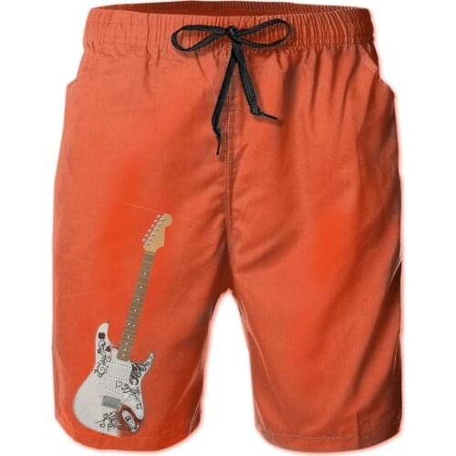 Summer Men Causal Short Breathable Quick Dry Funny Novelty R215 Loose Jimi And Hendrix Signature Guitar Male Shorts