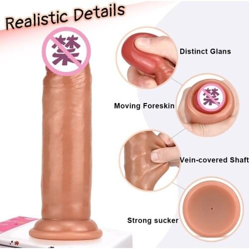 Forskin Dildos for Women Adult Big Huge Simulation Foreskin Dildos Liquid Silicone Adult Sex Gun Machine Strap on Anal Dildos